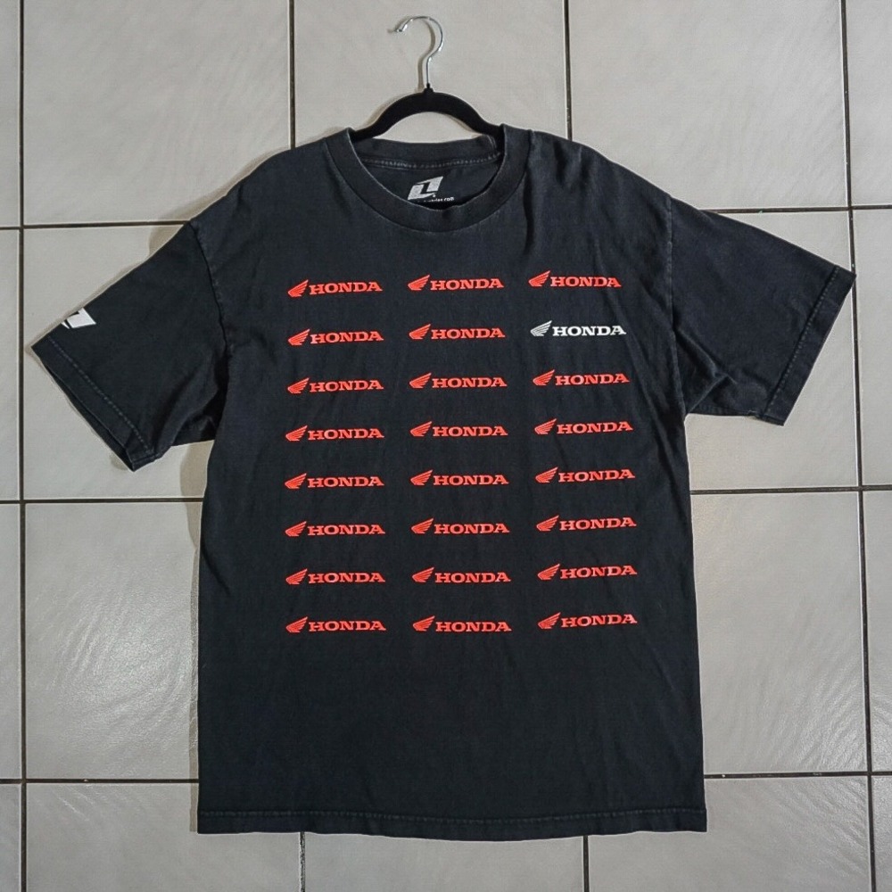 Honda One Industries All Over Logo Graphic T-Shirt Large Motocross Racing Tee